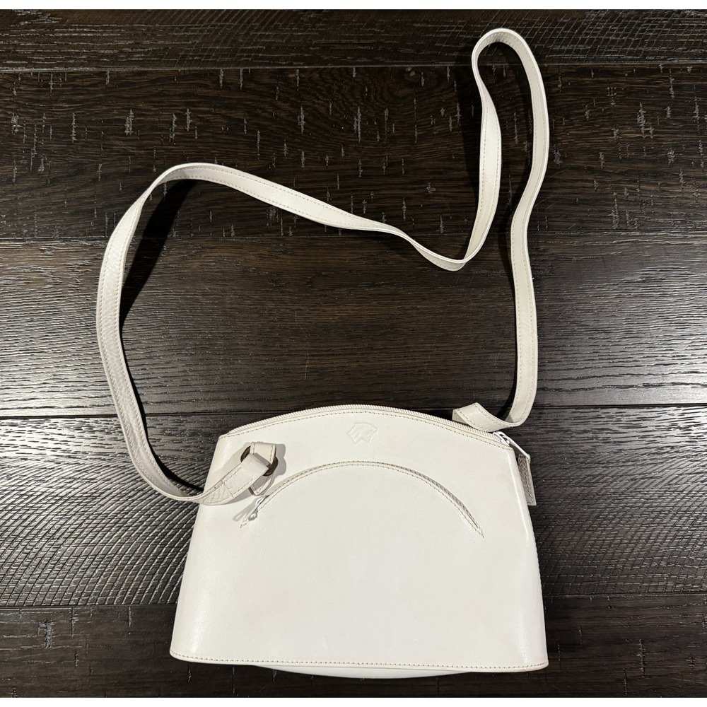 Bagheera Made in Italy White Leather Crossbody Bag Dome Panther Purse